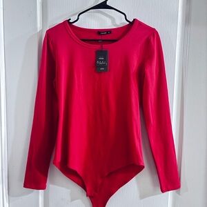 Elegant Red Long Sleeve Bodysuit